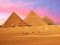 Miva Stock_1698 - Egypt, Cairo, Giza, Great Pyramids, sunset