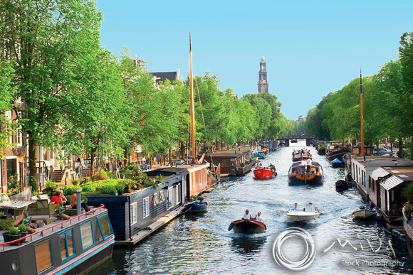 Miva Stock_0993 - Netherlands, Amsterdam, boats, canal