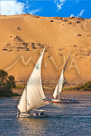 Miva Stock_1729 - Egypt, Aswan, Nile River, Felucca sailboats