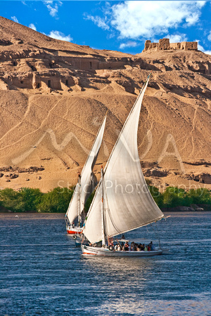 Miva Stock_1731 - Egypt, Aswan, Nile River, Felucca sailboats