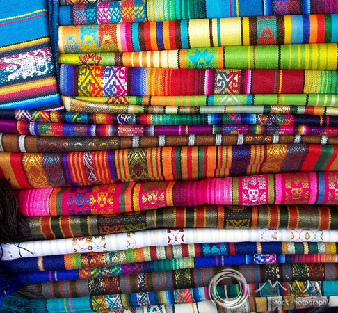 Miva Stock_1097 - Peru, Pisac, Blankets at market
