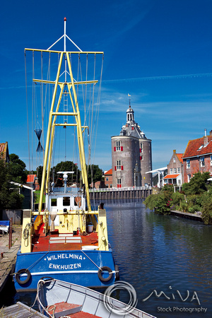 Miva Stock_1244 - Netherlands; Enkhuizen; canal; Tower, boat