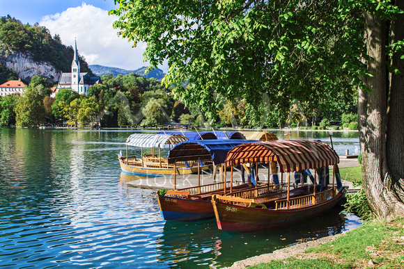 Miva Stock_3305 - Slovenia, Lake Bled, boats, church