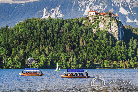 Miva Stock_3309 - Slovenia, Lake Bled, church, boats