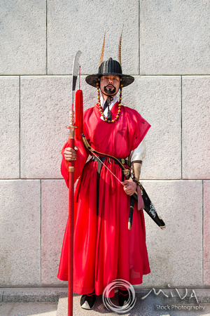 Miva Stock_3663 South Korea, Seoul, Guard at Gyeongbokgung palace